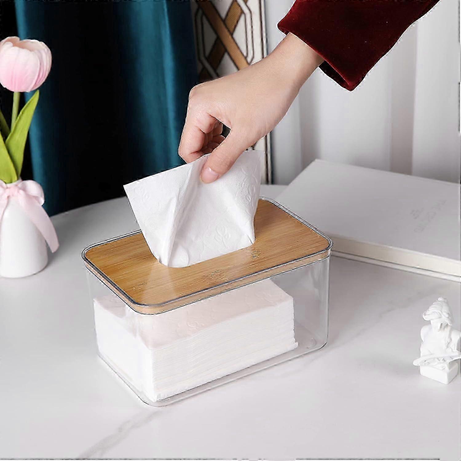 Acrylic Tissue Box(Rectangular), Dryer Sheet Holder compatible with Laundry Room