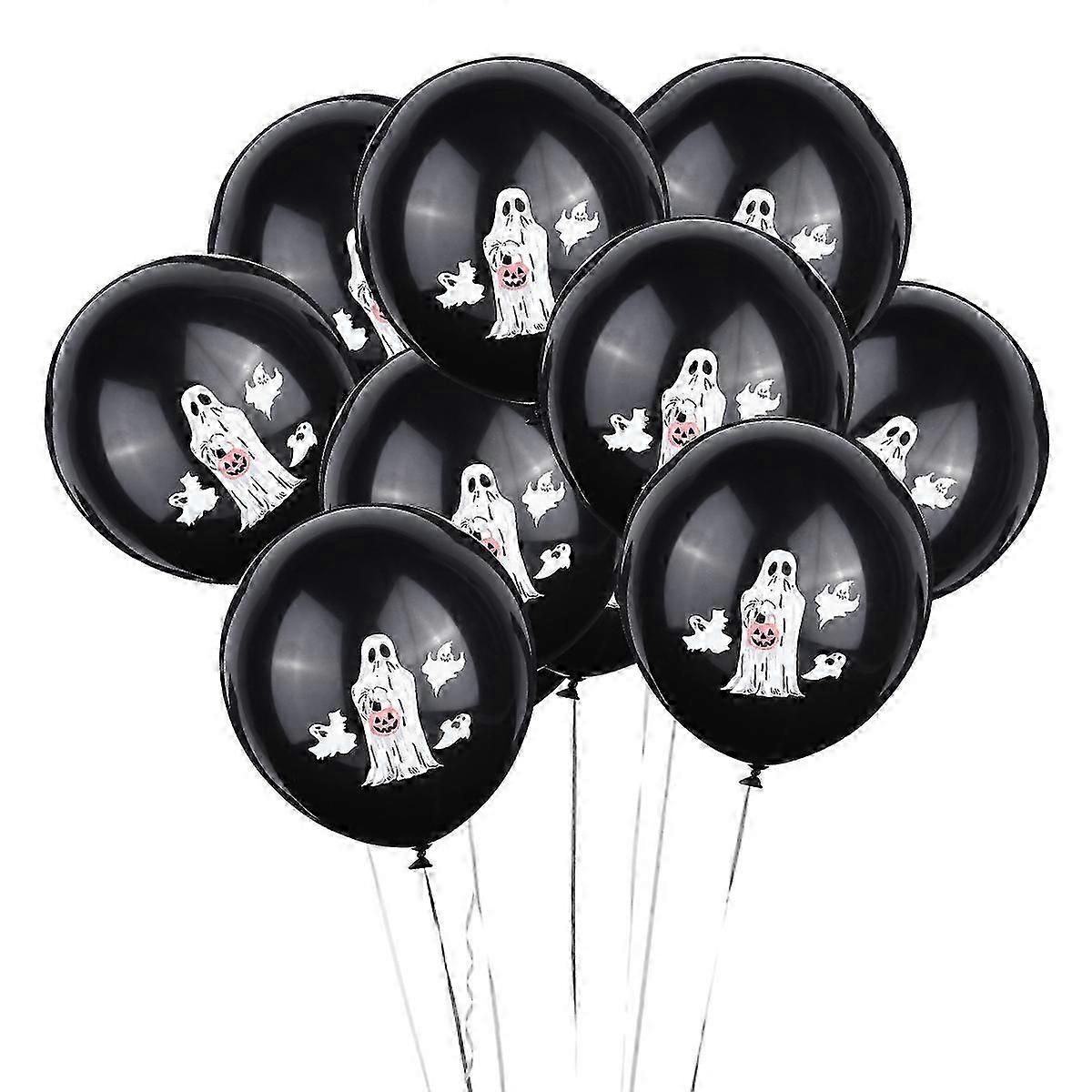 60Pcs Halloween Decor Black Latex Balloon Ghost Set