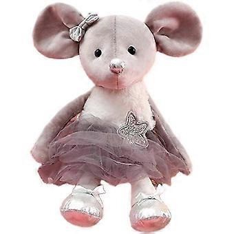Ratón de peluche, juguetes de animales de peluche, muñecas bailarinas, regalos de recital de ballet, compatible con niñas de 15.5 pulgadas (gris) - BUENO