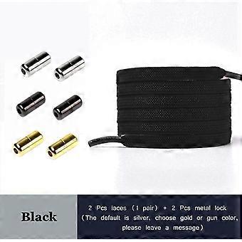 Flat No Tie Shoe laces Black White Shoelaces for Sneakers Elastic Laces without ties Kids Adult Quick lace for Shoes Rubber Band