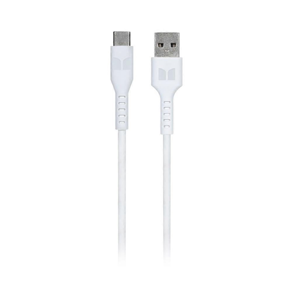 WHITE Monster Premium User-friendly Compact Durable USB-C to USB-A TPE Cable 2m