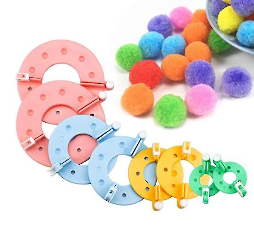 8 stk Pompom Maker 4 størrelser Pom Pom Maker Craft Fluff Ball Weaver Kit