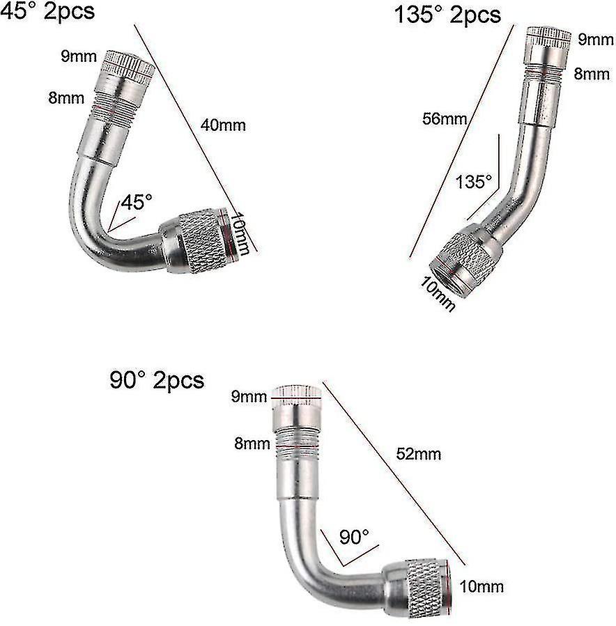 6 Pcs Tire Valve Extension Va, Tire Valve Adapter, Air Tire Valve Extension, Tire Extension Elbow Valve