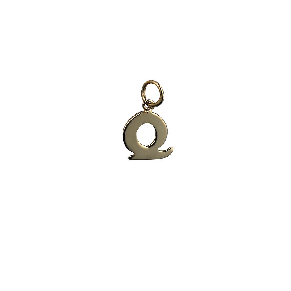 9ct Gold 13x12mm plain Initial Q Pendant or Charm