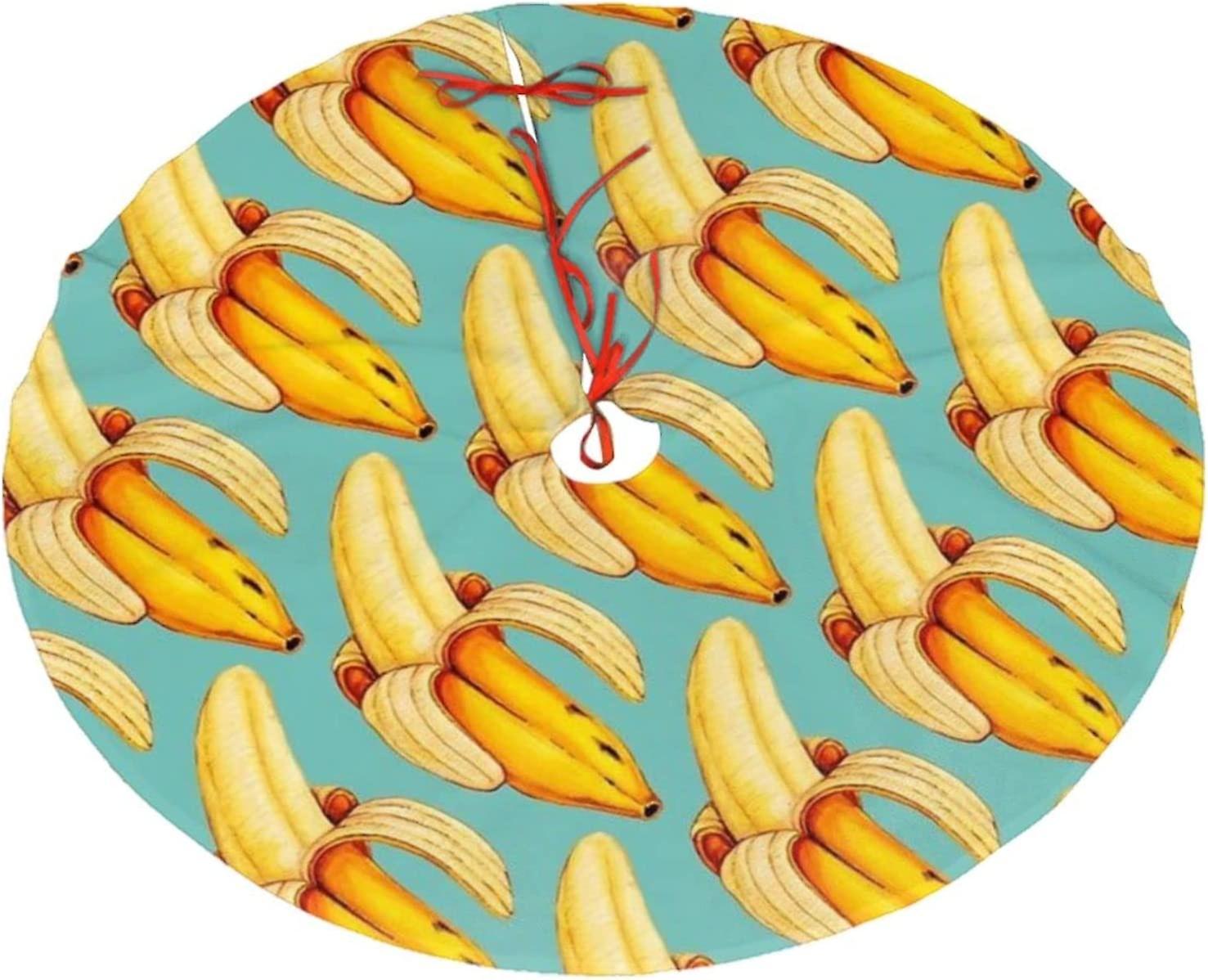 Christmas Tree Skirt Bananas Pattern Christmas Decoration Plush Tree Skirt