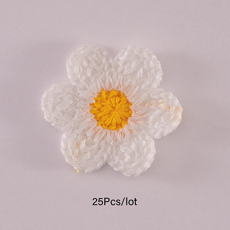 25pcs Flower Sew On Decorative Patches Crochet Floral Applique Embellishments