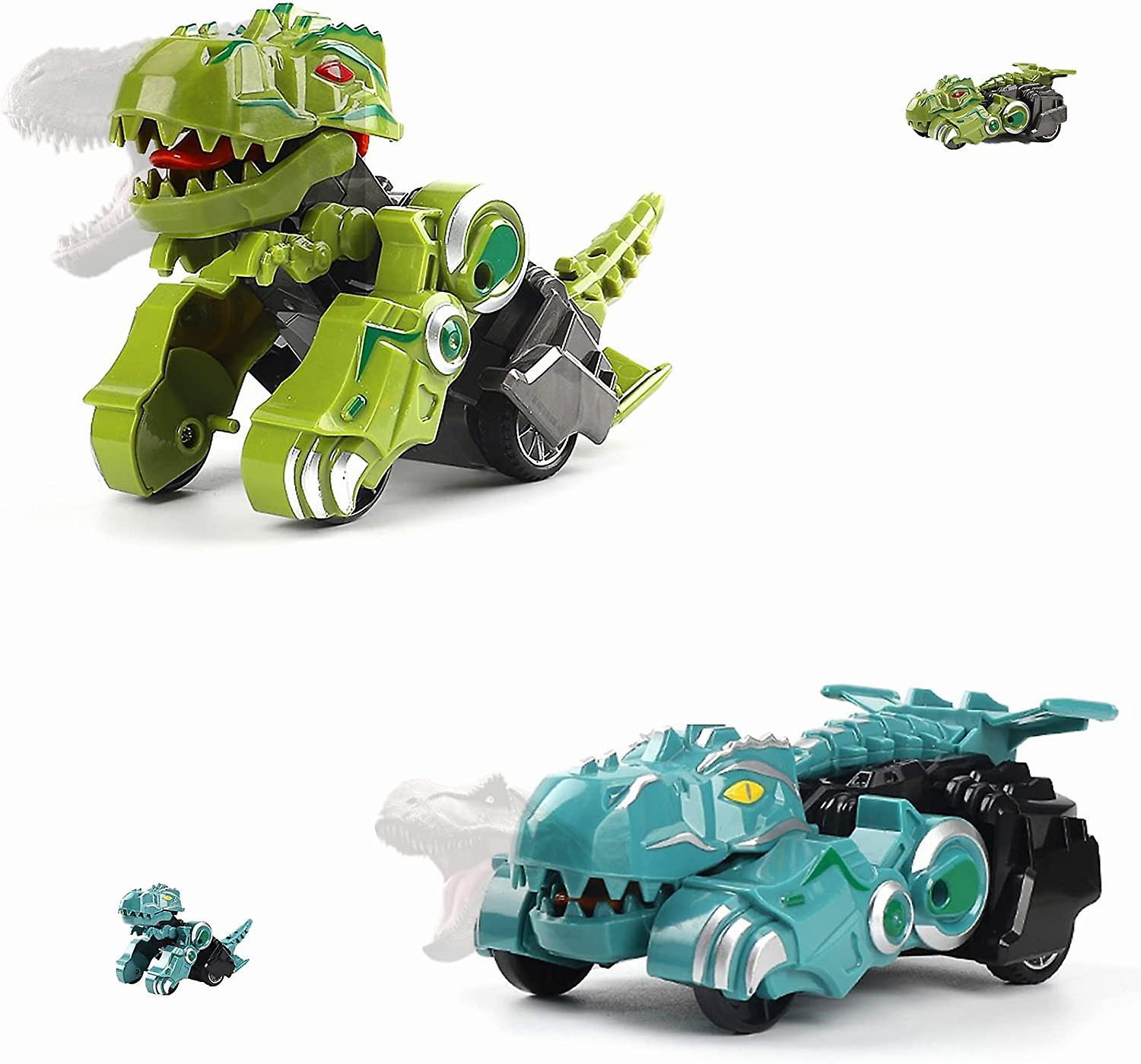 Dinosaurier Trägheit Auto Spielzeug für Kinder 3-5 Jahre Jungen und Mädchen - Rex Transforming Dinosaurier Autos, 2 Pack Push And Go Reibung angetrieben Stunt Kleinkind Auto Spiel