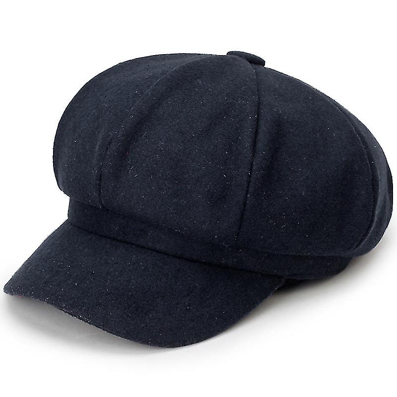 8 Panel Wool Blend Flat Cap Herringbone Tweed Hat