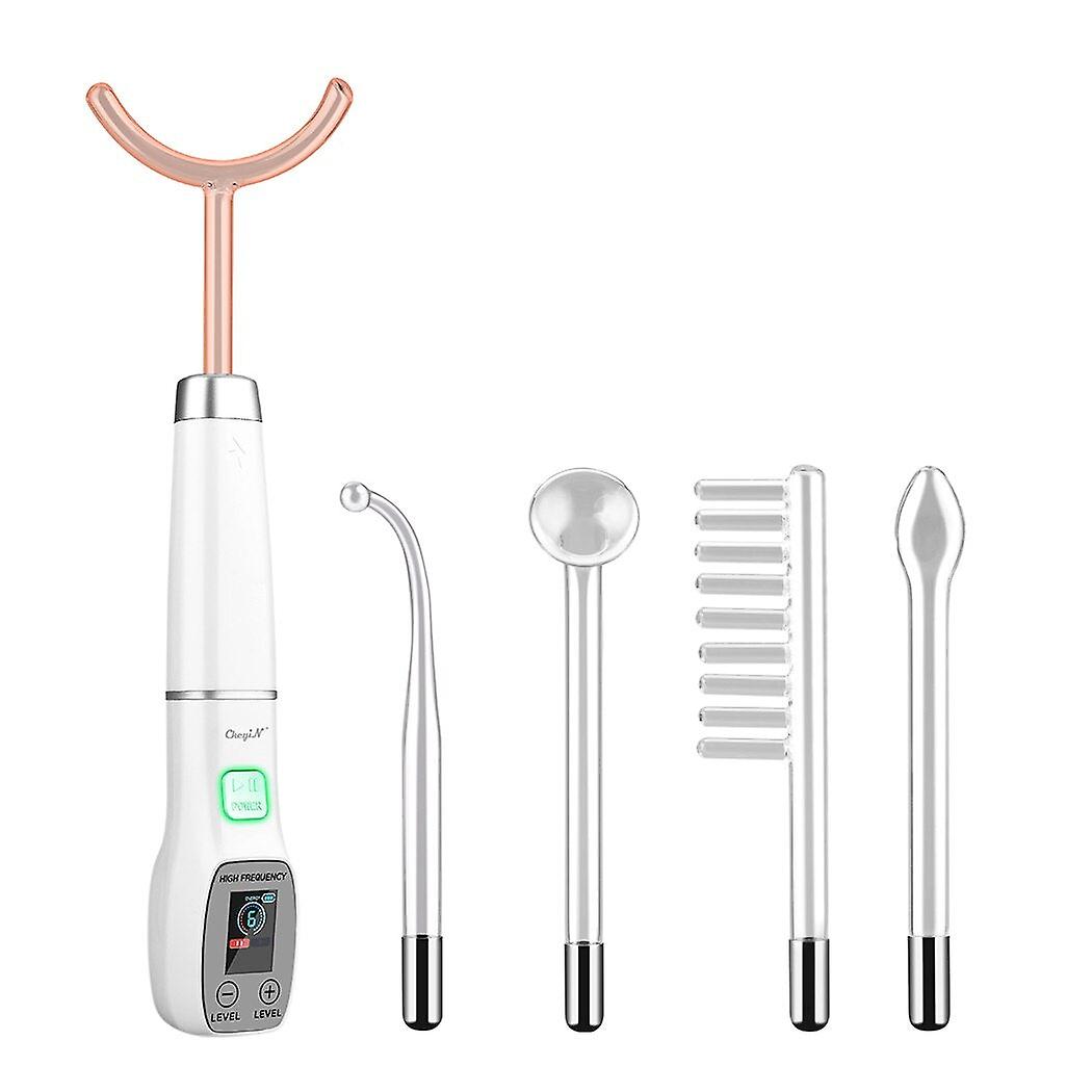 5 In 1 High Frequency Electrotherapy Device Electrode Glass Tube Acne Wrinkle Remover Anti Aging Face Lifting Massager