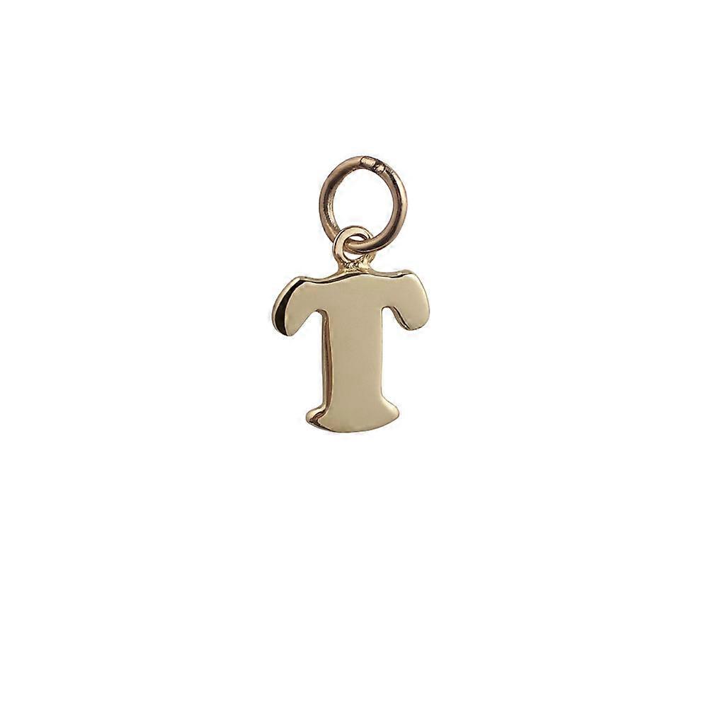 9ct Gold 10x10mm plain Initial T Pendant or Charm