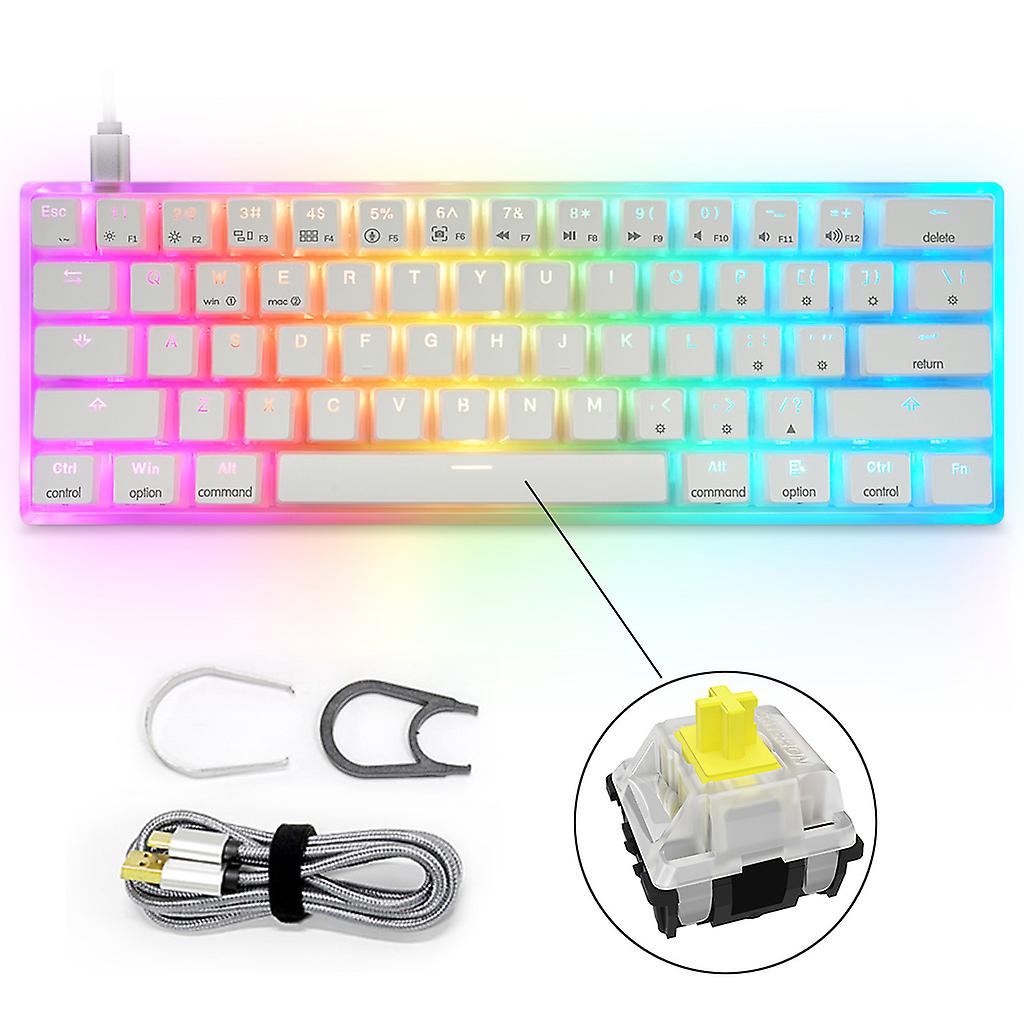 USB Wired Gaming Keyboard Compact 61 Keys Portable Gaming Office Mute Keyboard