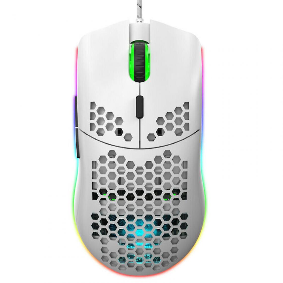 (white) Wired Usb Lightweight Gaming Mouse 6400 Dpi Ergonomics 6 Button Rgb Mouse