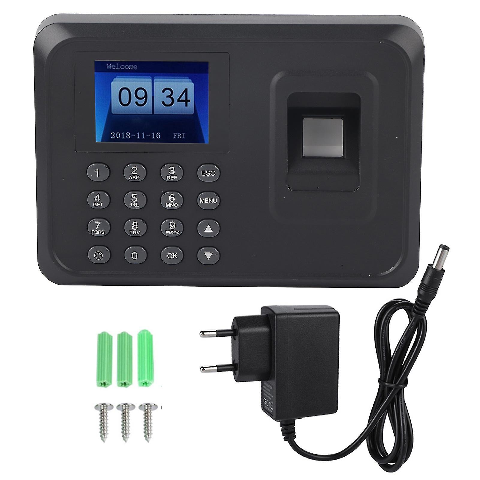 2.4Inches Tft  Lcd Screen Fingerprint Time Clock Attendance Machine Recorder Eu 100-240v Plug