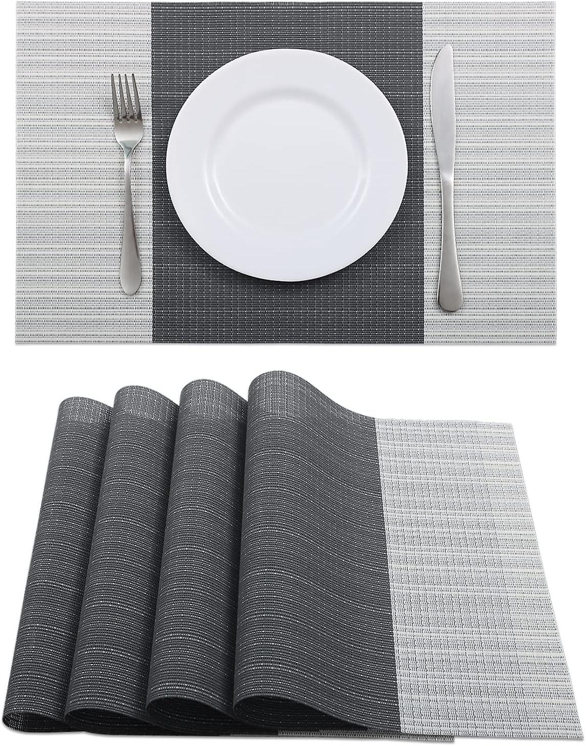 Lot de 4 sets de table pour table  manger Sets de table tisss en vinyle Lavables, faciles  nettoyer, rsistants  la chaleur, Sets de table durables Noi