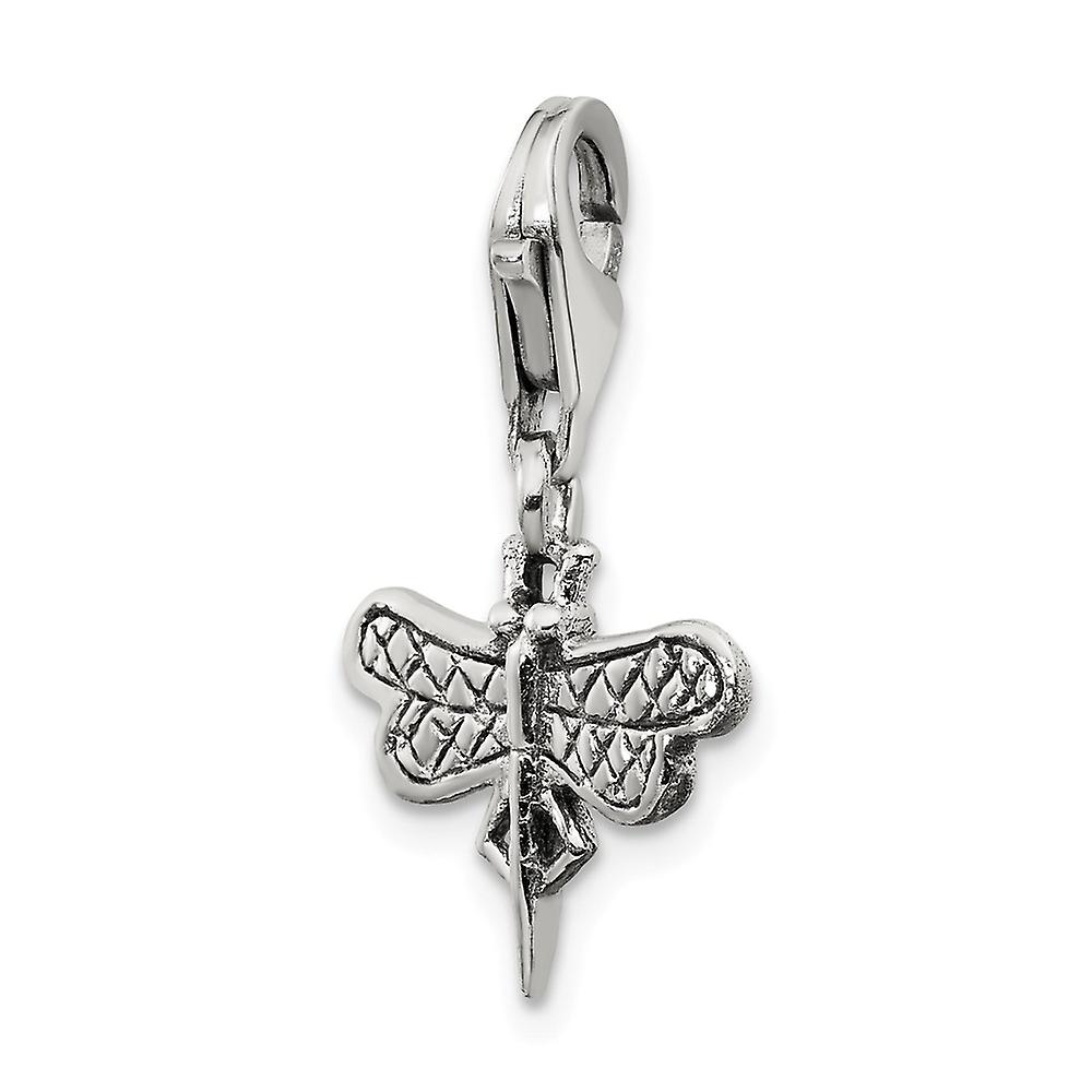 925 Sterling Silver Polished Artisan Oxidized Reflections Religious Guardian Angel Ash Dangle Bead Charm 27.27x6.36mm Wi