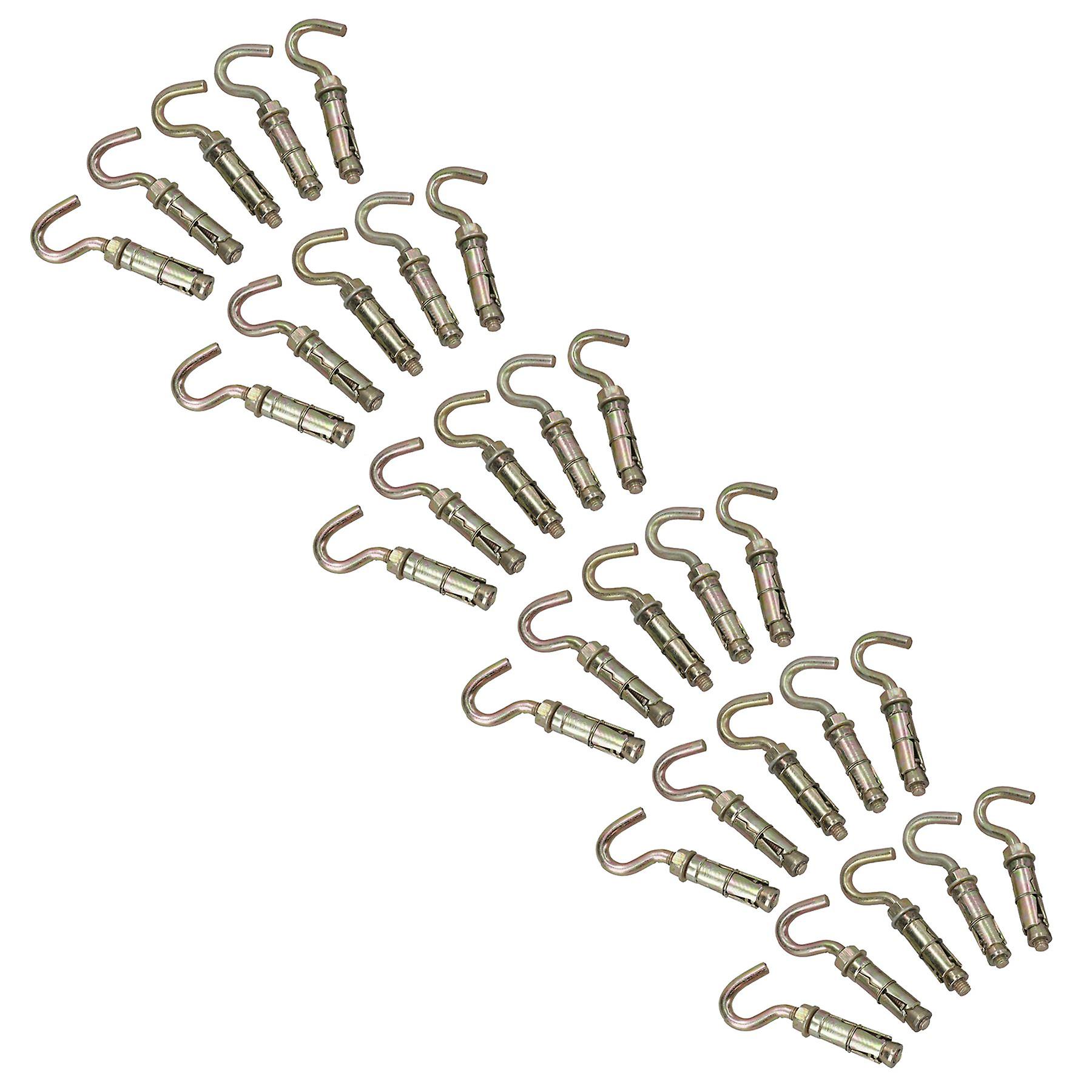 8mm Open Hook Eye Bolts Rawl Shield Wall Anchor Expansion Brick Stone 36 Pack
