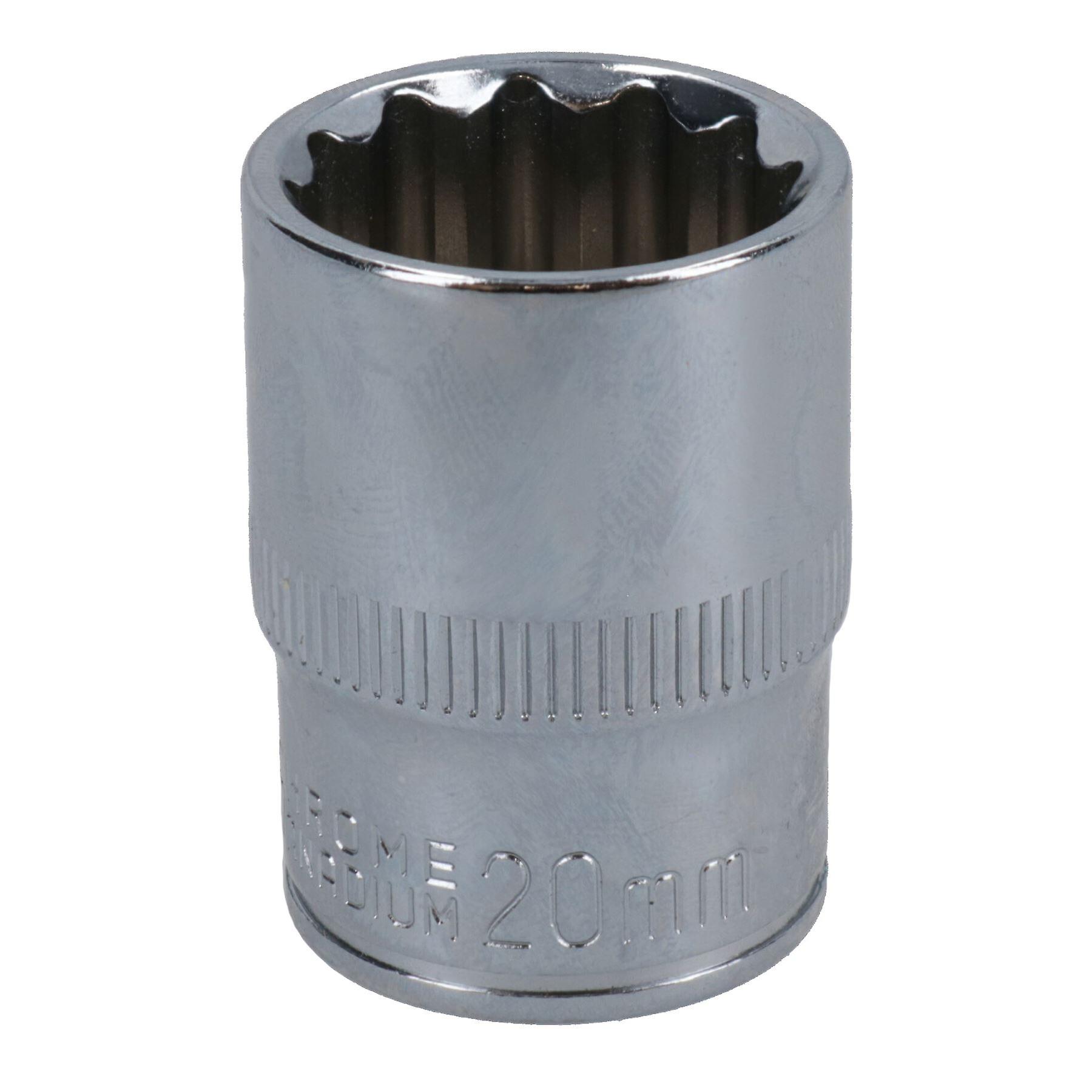 20mm 1/2in Drive Shallow Metric MM Socket 12 Sided Bi-Hex Knurled Ring