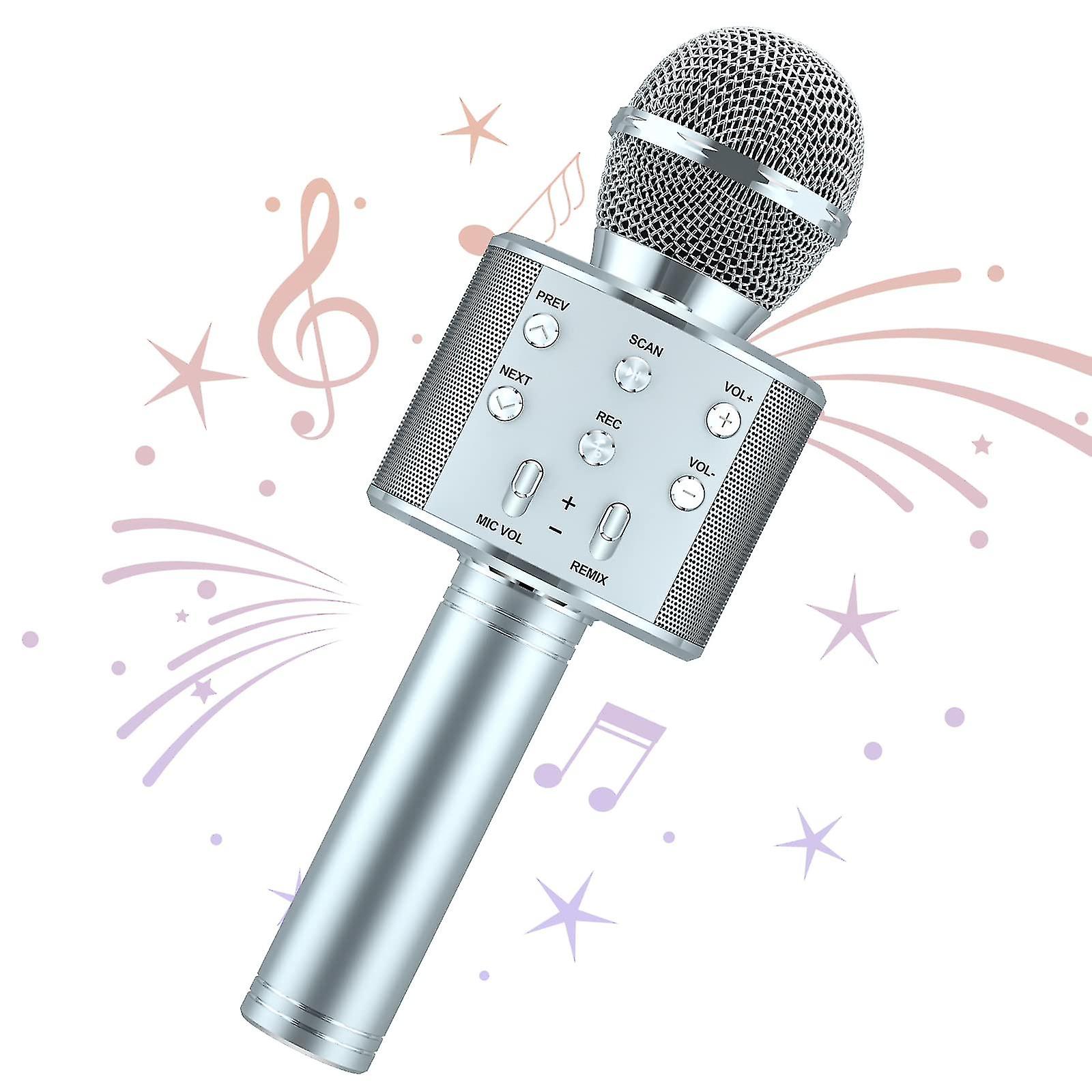 5 in 1 bluetooth-microfoon voor kinderen met luidspreker, draagbare microfoon Toysilver