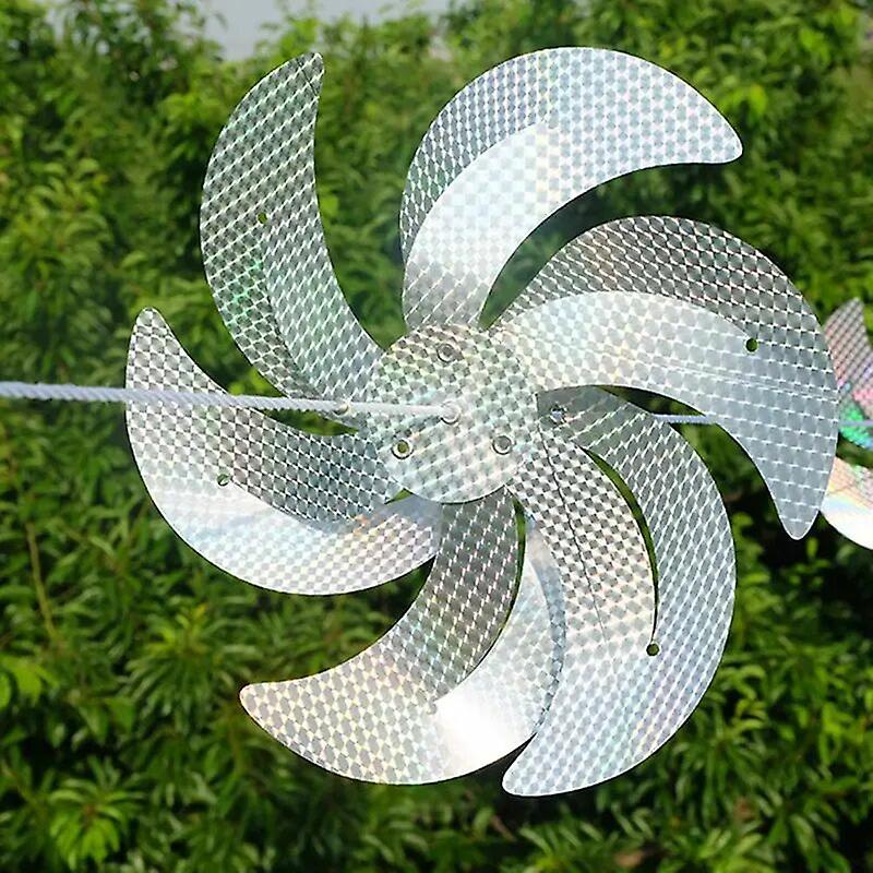 Insect and Animal Repellent Windmill Anti Bird Laser Repellent Silver Pin Wheels Reflective Bird Fear Deterrent Driving String 10M