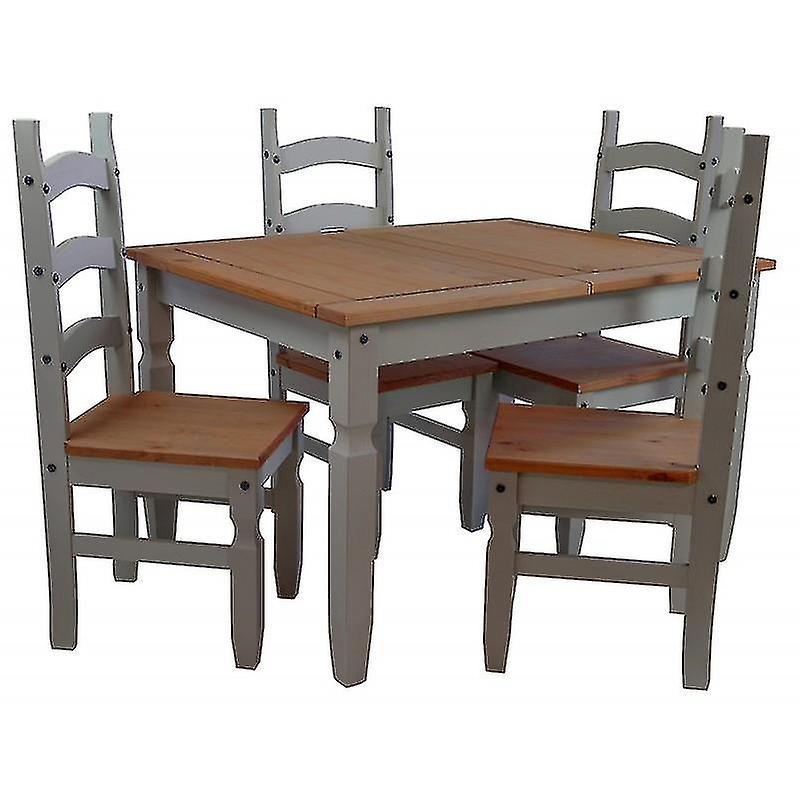 Corona Grey Wax 4ft Dining Table & 4 Chairs