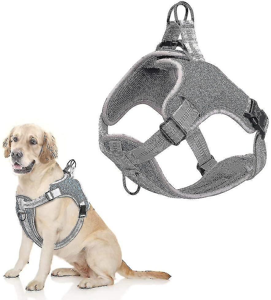 Breathable Adjustable Padded Anti-pull Reflective Dog Harness For Medium/small Dogs (l, Blue)