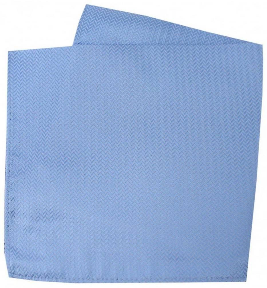 David Van Hagen Herringbone Silk Pocket Square - Sky Blue