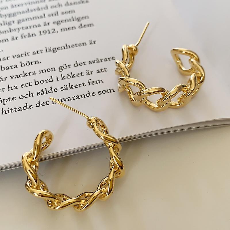 Women earring girl stud ear Drop Trendy Simple Silver Hoop Circle Round Minimalist Party C Shape