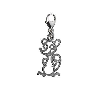 Silver 18x11mm pierced Mouse Charm with a lobster catch