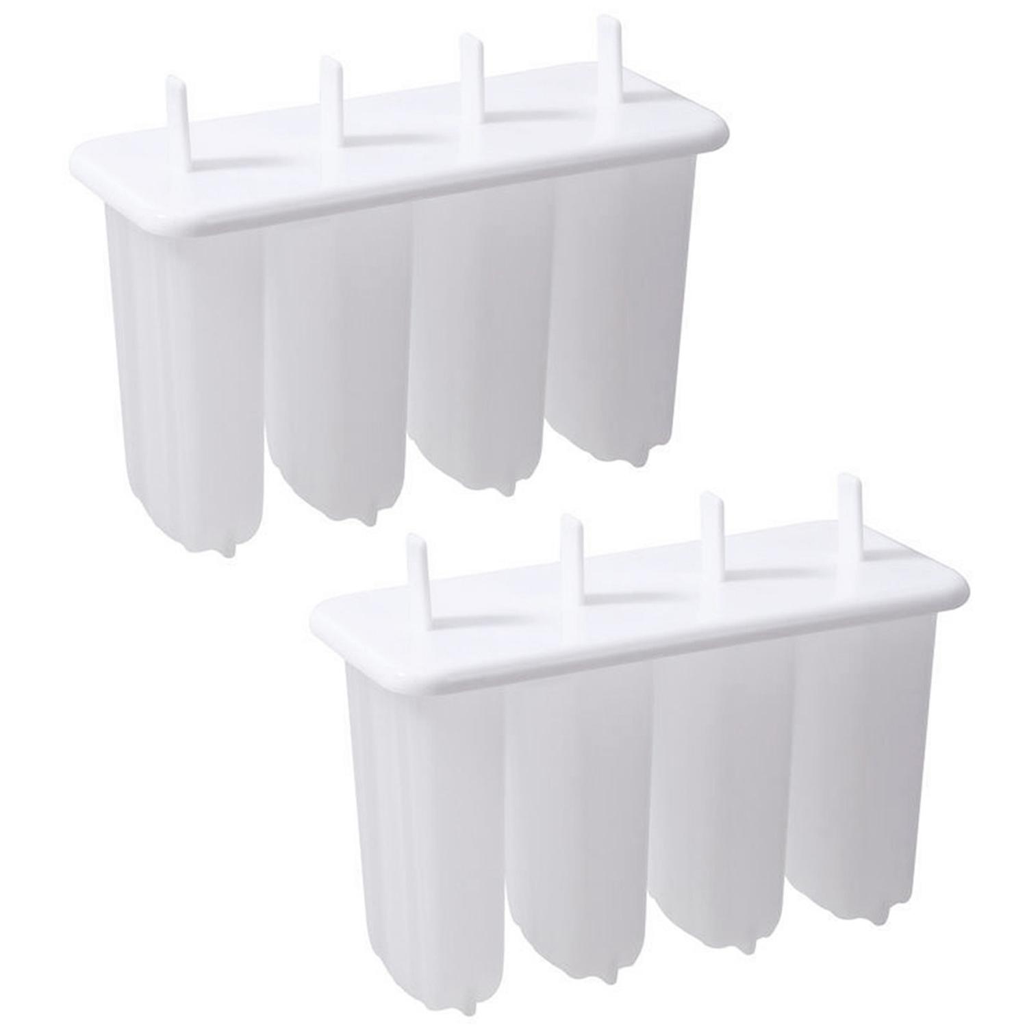 2Pcs Ice Cube Molds Reusable Easy Demoulding with Stick And Lid Ice Cubes Making 4-Cavity Popsicle M