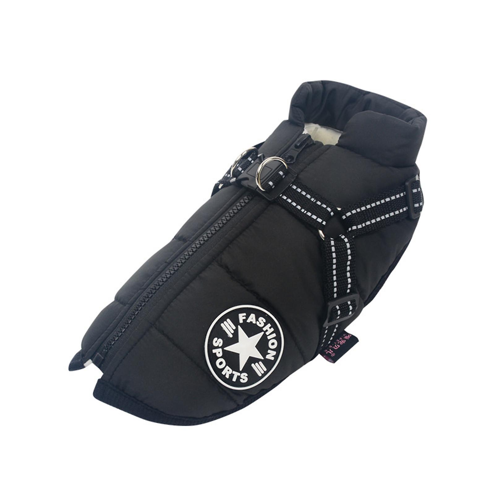 Warm Waterproof Jacket With Harness for Pet Dog Winter Comfy Cotton Apparel Padded Vest for Small