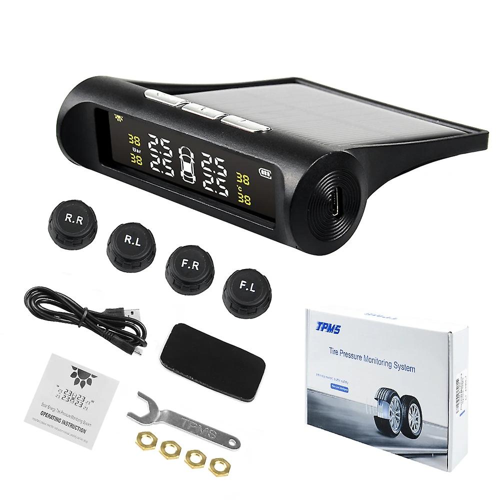 2023 Newly Solar Power Tpms Car Tire Pressure Alarm Monitor System Auto Security Alarm Systems Tyre Pressure Temperature Warning