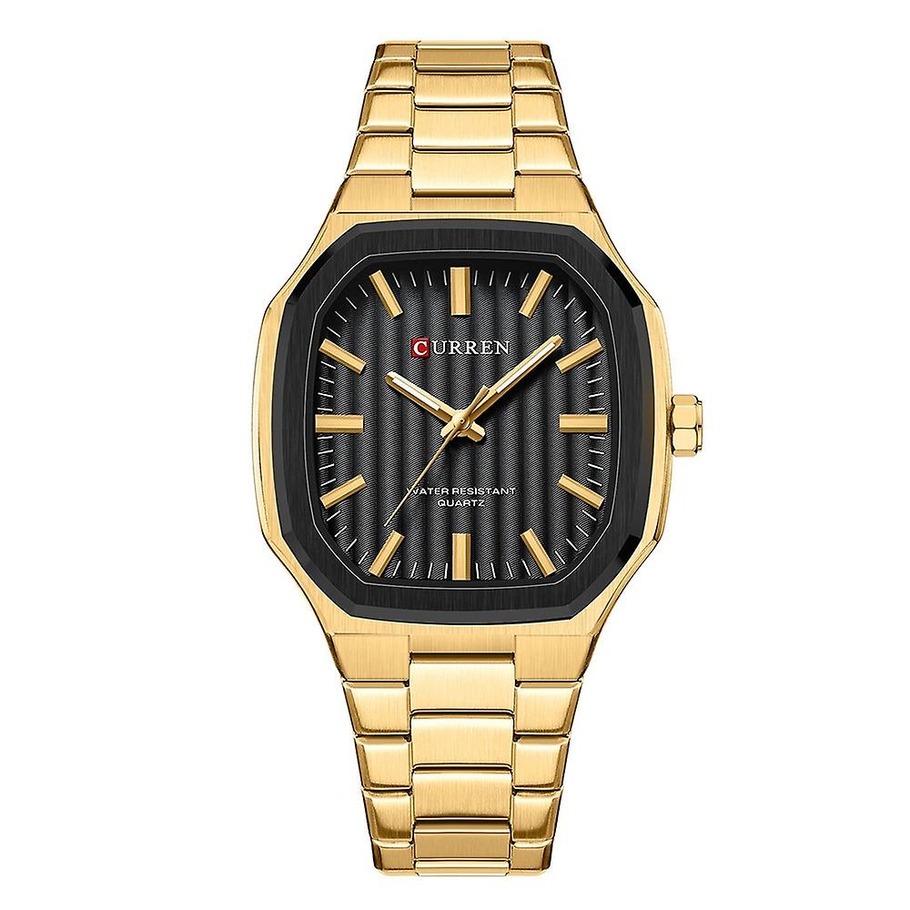 Curren 8458 Men Quartz Watch Golden Shell Black