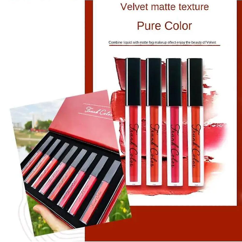 8pcs Velvet Matte Lip Glaze Se tDurable moisturizing non fading waterproof