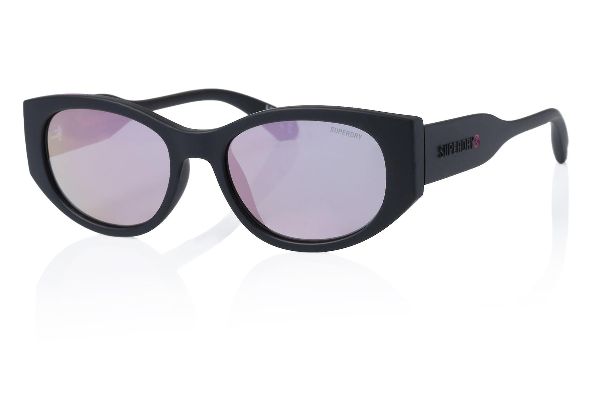 Superdry Women's Sunglasses SDS 5007 104 Matte Black / Pink Mirror