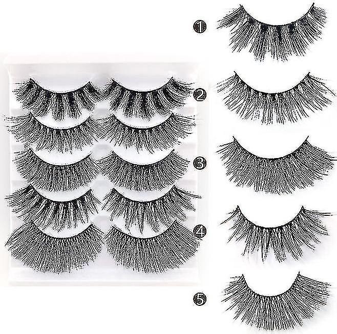 5 Pairs Natural Look False Eyelashes Reusable