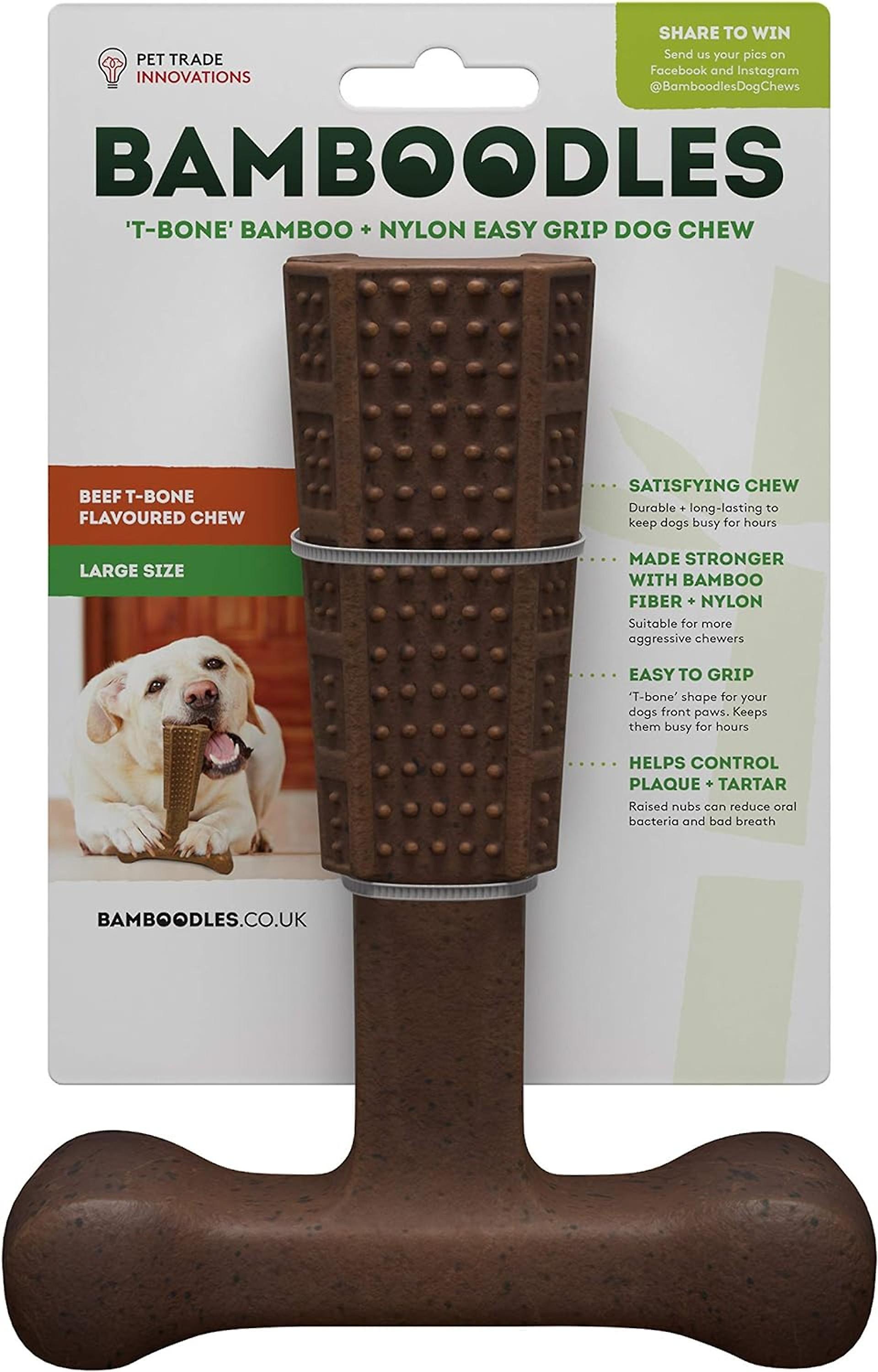 Bamboodles T-Bone Chew Toy for Dogs - Medium 6" Beef Flavour