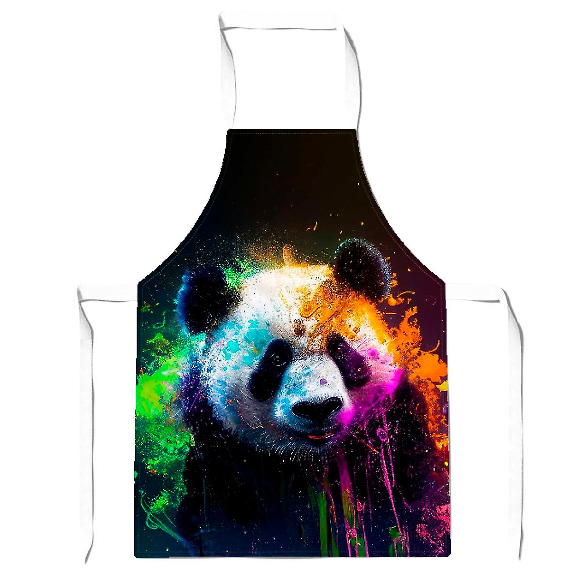 Panda Face Splashart Colourful Apron