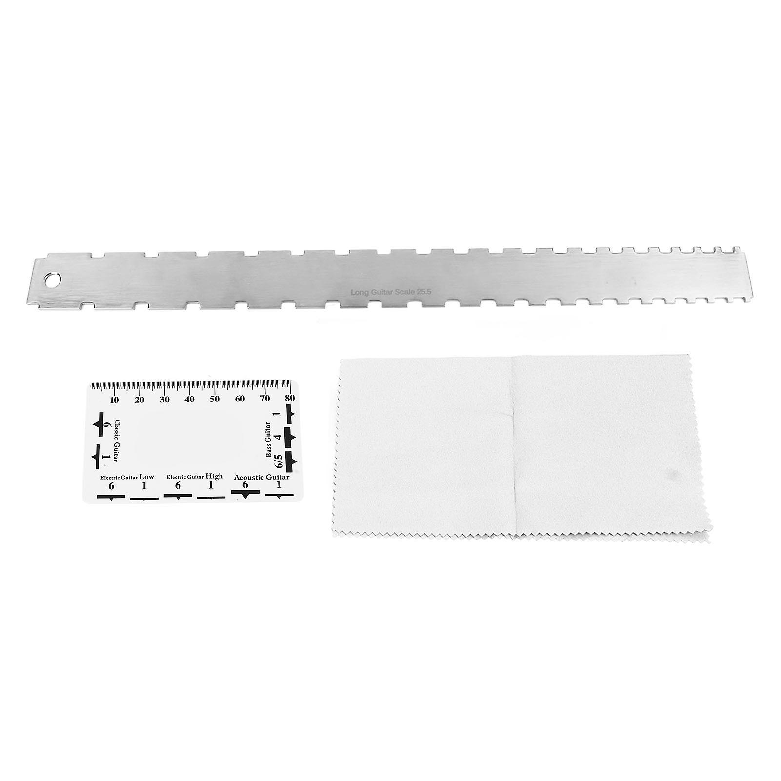 Stainless Steel Guitar Ruler Set High Accuracy Neck Notched Straight Edge String Action Gauge for Precise Measurement
