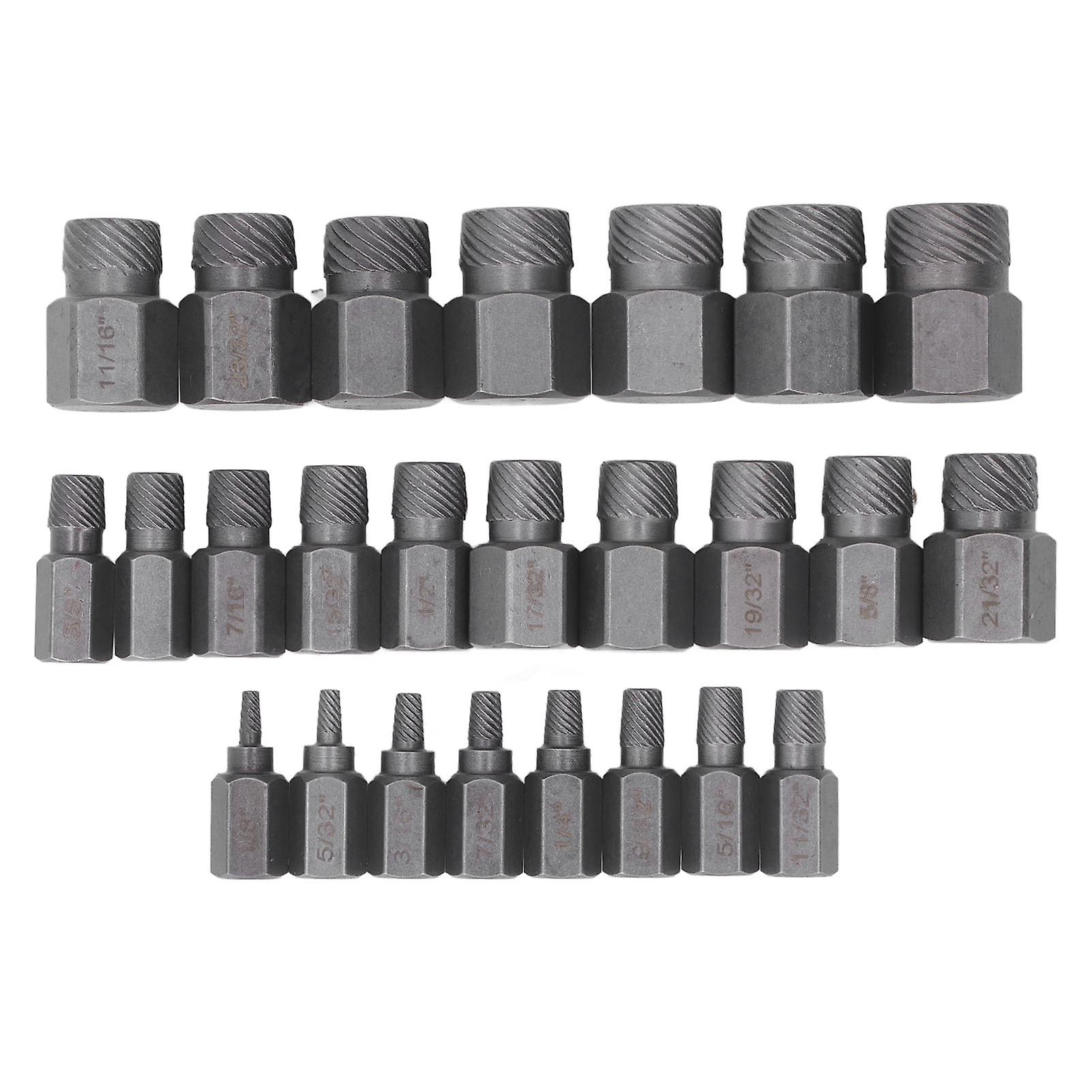 25 Pc Damaged Bolt Extractor Set Chrome Molybdenum Steel Inch Sizes