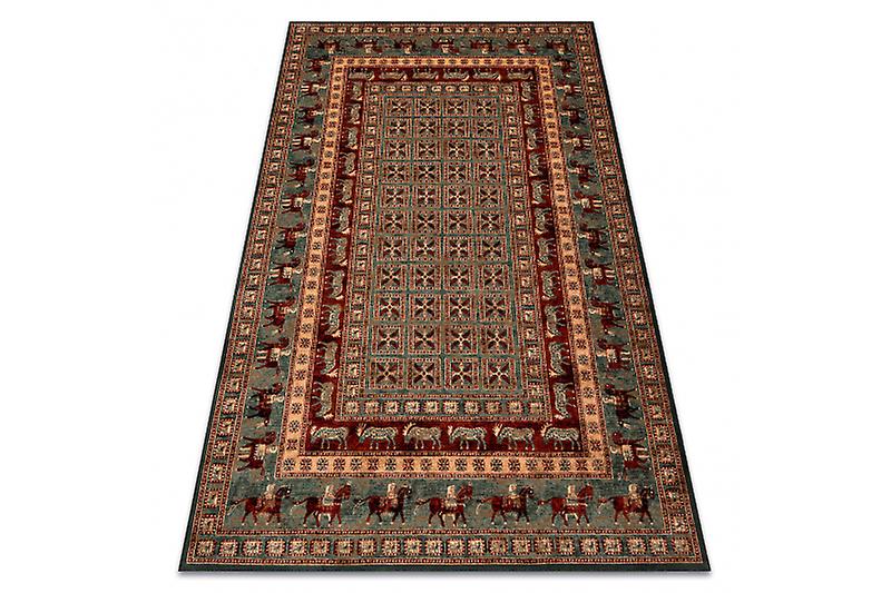 Wool carpet KASHQAI 4301 401 oriental, frame green / terracotta