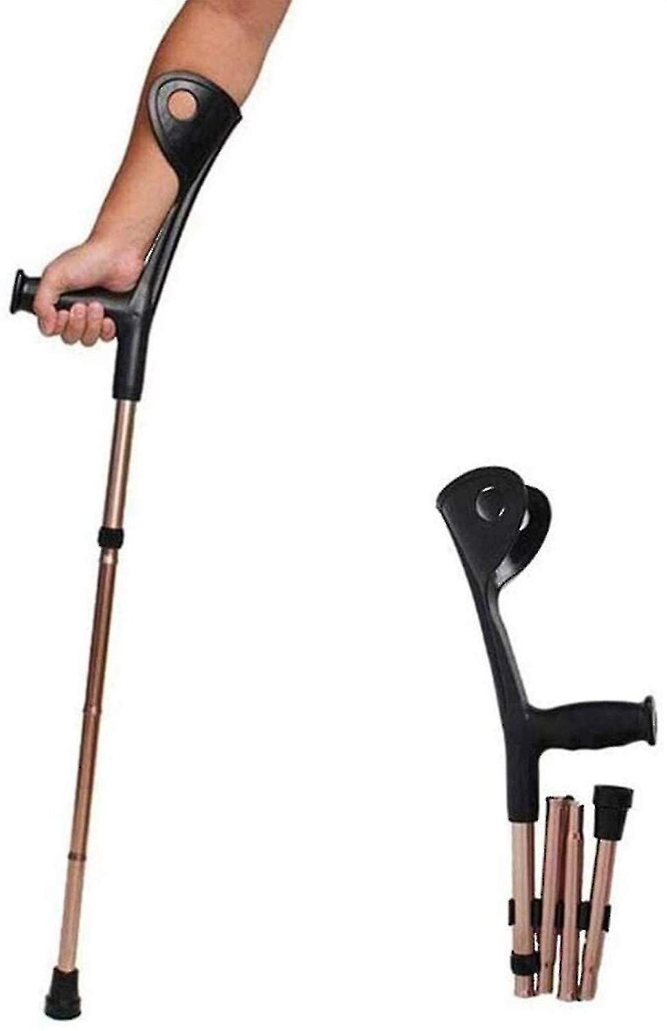 Folding Elbow Arm Adult Crutch, Height Adjustable Medical Arms Cuff Momentum, Portable Lightweight A