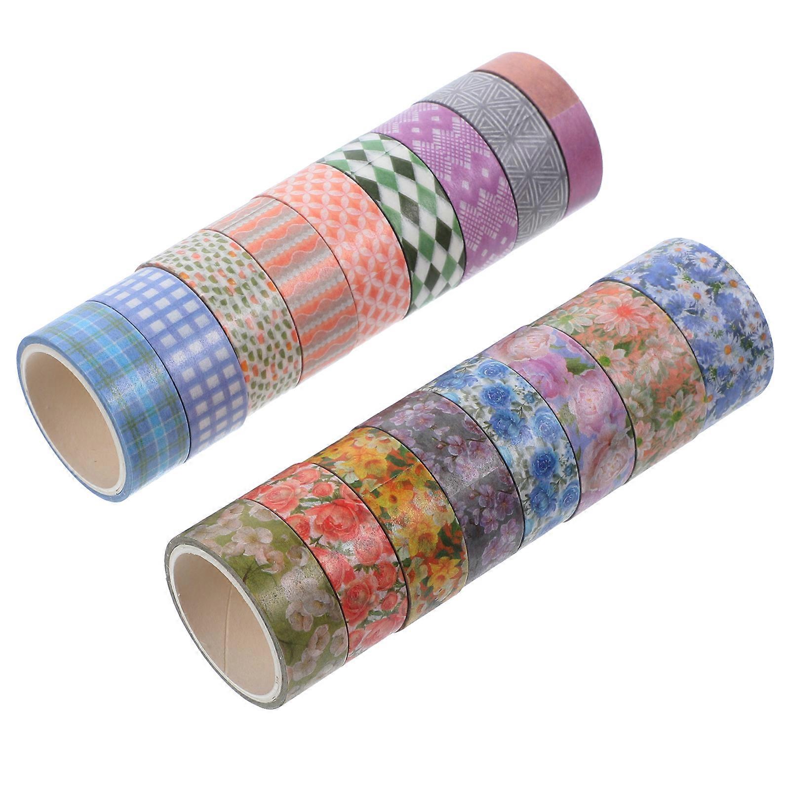 17 Rolls of Delicate Flower Pattern Tape DIY Hand Account Material Self-adhesive Washi Paper Tape