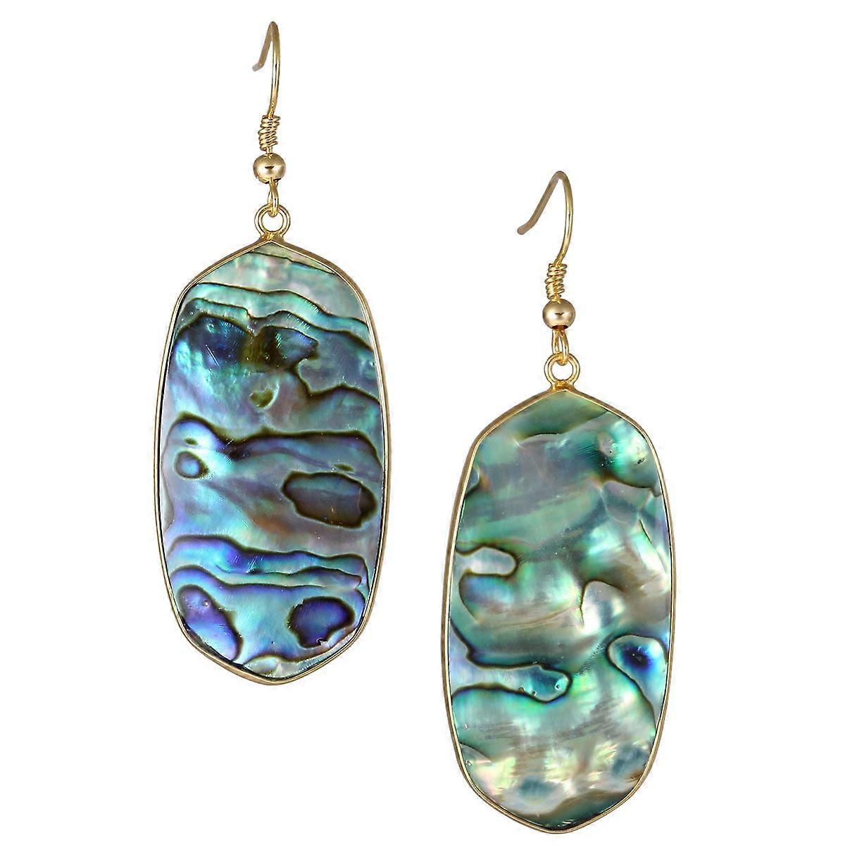 Earrings-Dramatic Abalone Shell Drops-Golden Geometric Glam