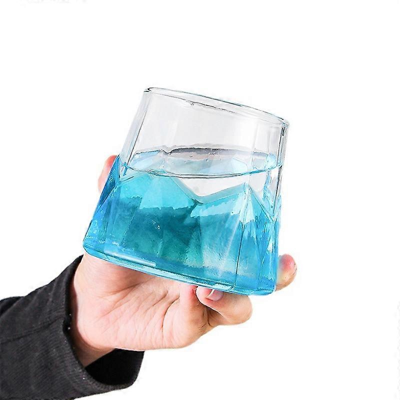 XIANRENGE 2Pcs Transparent Blue Glass CupIceberg Cup High Borosilicate Glass Coffee Milk Hot and Cold Drink Simple Fashion Personality, 300ML