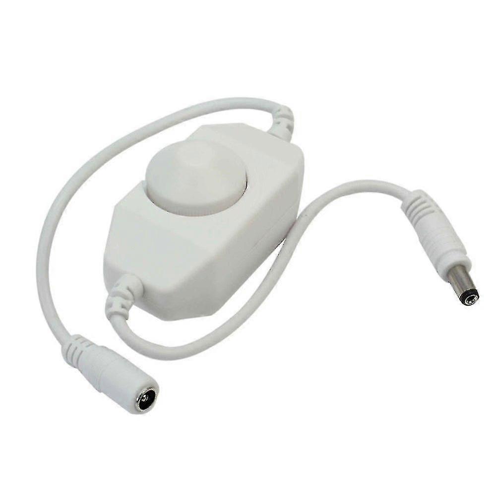 Mini-Inline-Dimmer für LED-Streifenlichter, Drehhelligkeitsschalter mit Stecker, 12–24 V, 6 A max. (PWM, weiß)