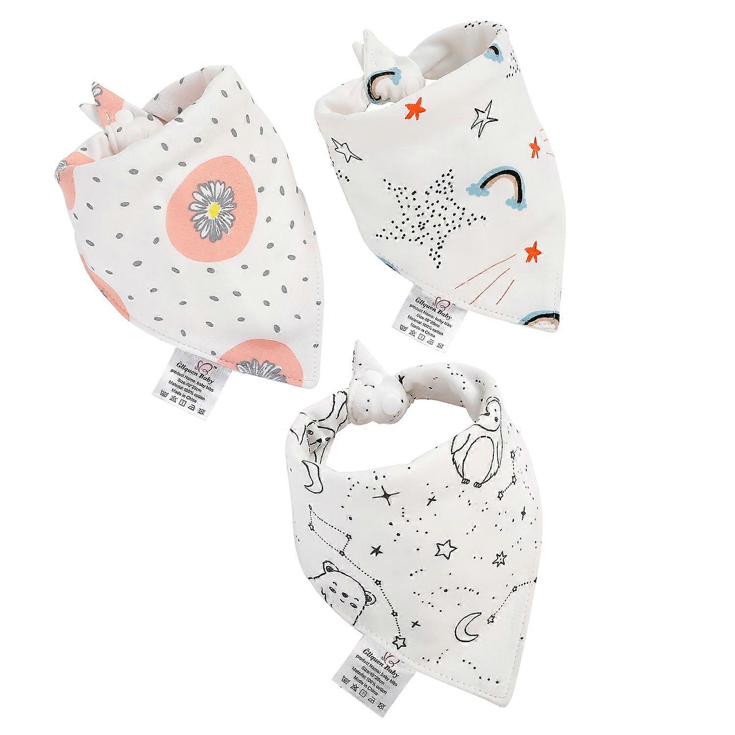 5Pcs Baby Bibs Soft Cotton Animals Baby Drool Bibs Triangle Scarf Comfortable Drooling and Teething Towel Saliva Towel