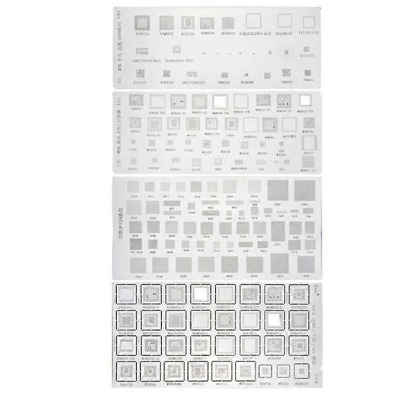 4pcs Universal Bga Stencil For Mtk Msm Ipad Cpu Ram Pm Power Ic Reball Pin Direct Heat Template