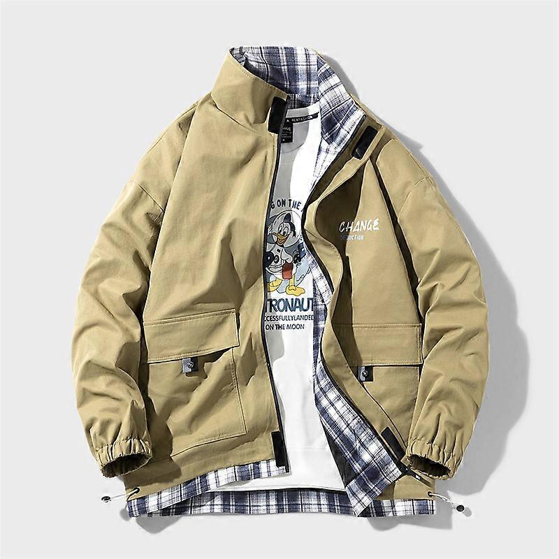 Large size men's clothing studio 3D patch bag for chubby and enlarged loose fitting work jacket, spring jacket