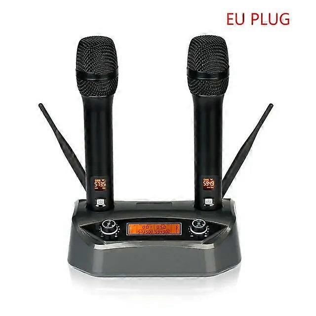 Uhf Dual Channel Dynamic Echo Microphone Wireless System With Charging Dock Control For Karaoke Mics Profesional High Quality