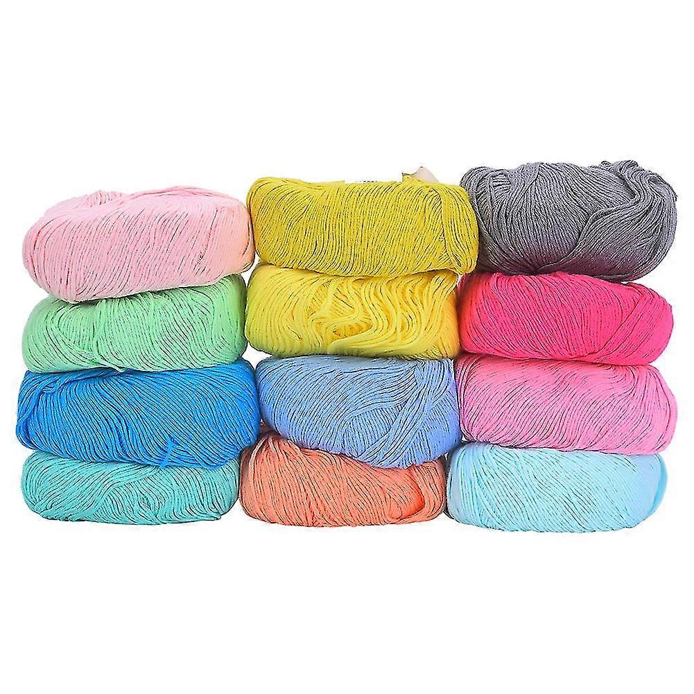 12ColorsSoftWarmBabyCottonYarnCrochetWeavingThread
